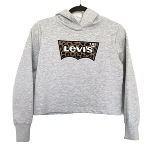 Levi’s‎ Girls Chenile Patch Logo Crop Hoodie Size Large